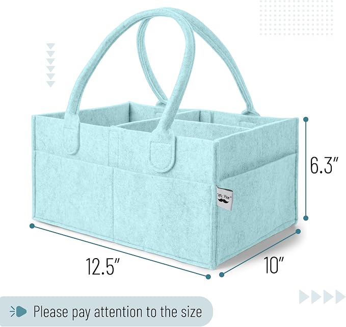 Mr. Pen- Baby Diaper Caddy Organizer, Light Blue | Nursery Storage Bin and Car Organizer for Diapers and Baby Wipes - Image 2