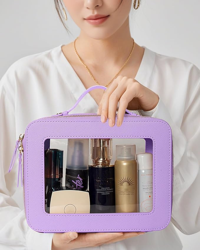 Clear Makeup Bag Small, TSA Approved Portable Toiletry Bag with Zipper Cosmetic Travel Bag Makeup Organizer Case Mini Makeup Pouch for Purse Car Organizer Bag for Women Men - Image 2
