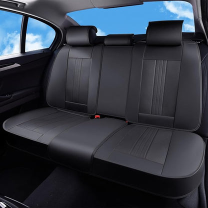 Huidasource Back Seat Cover, Luxury Faux Leather Rear Seat Cover, Velcro Adjustable, Compatible with Child Seat, Perforation Cooling＆Heating, Universal Fit for Most Cars, Vans, Trucks, SUVs, Black by Huidasource