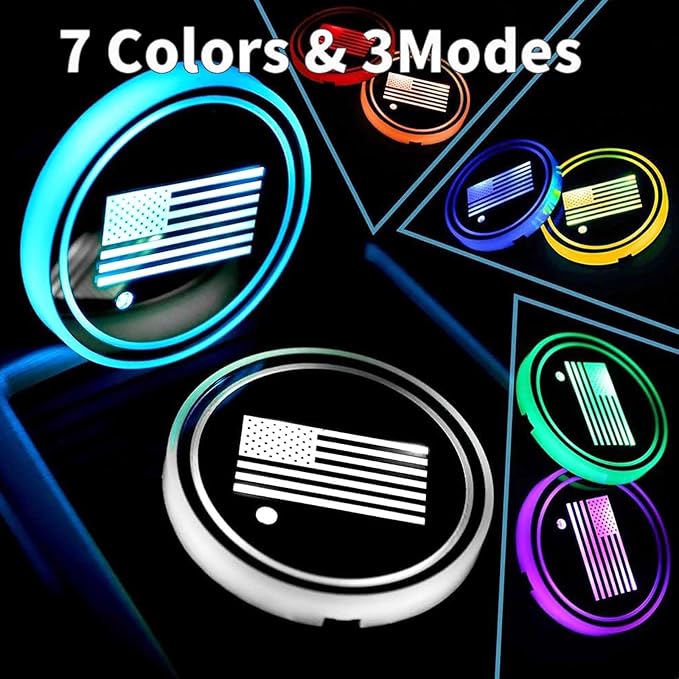 2PCS LED Car Cup Holder Lights, Light up Car Coasters for Cup Holders | 7 Color-Changing Light Up Cup Holder Insert Coasters, Waterproof Car Accessories for Teens, Car Gifts for Men & Women - Image 4