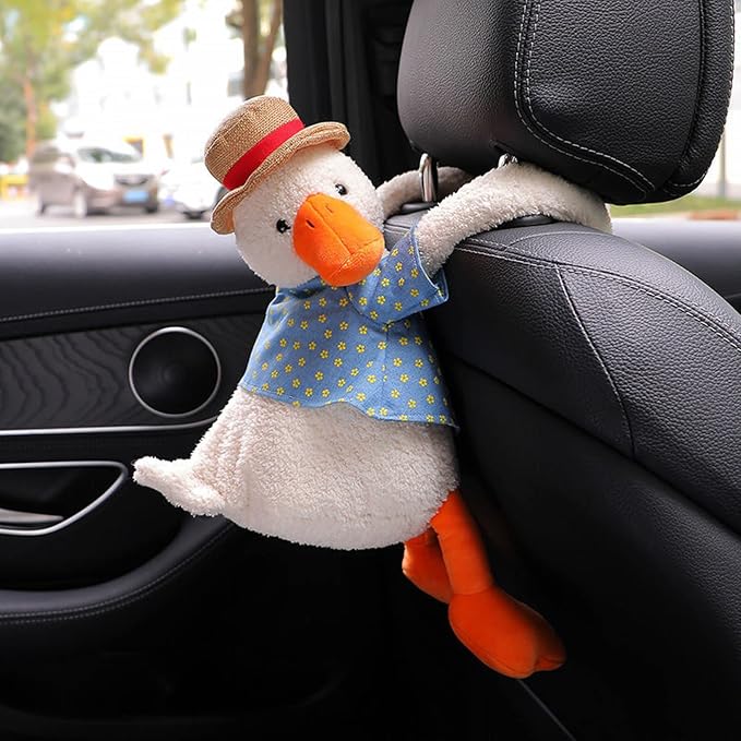 DULRLLY Plush Duck Car Tissue Holder - Animal-themed Cute Duck Butt Tissue Dispenser - White by DULRLLY