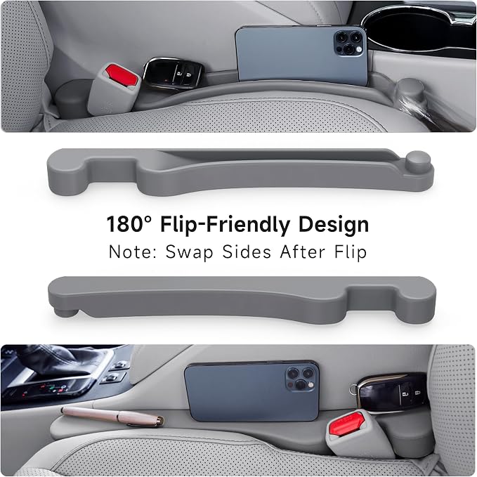 Givifive Car Seat Gap Filler 2Pack 3IN1 Organizer with Storage Slot & Hook | Soft Foam Seat Side Gap Filler Universal Fit Car SUV Truck Fill Gap Between Seats & Console Plug Stop Falling (Standard Gray) - Image 7