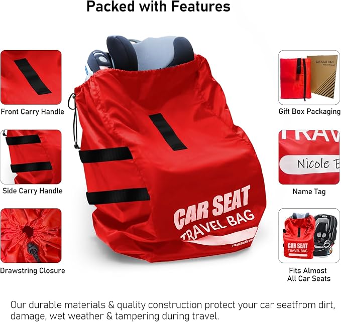 Car Seat Travel Bag for Airplane, Large Car Seat Bags for Air Travel | Large Universal Car Seat Travel Bag, Carseat Storage Bag for Airport, Carseat Cover Travel, Baby Travel Essentials for Flying - Image 5