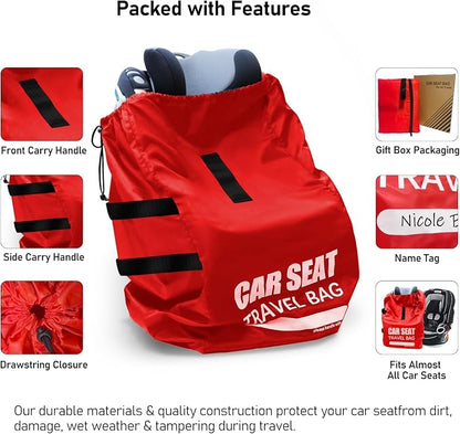 Car Seat Travel Bag for Airplane, Large Car Seat Bags for Air Travel | Large Universal Car Seat Travel Bag, Carseat Storage Bag for Airport, Carseat Cover Travel, Baby Travel Essentials for Flying - Image 5