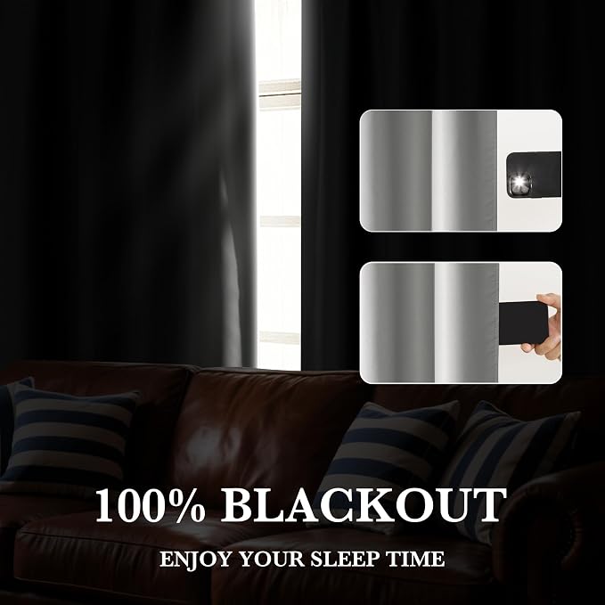 RYB HOME 100% Blackout Bathroom Curtains Over Sink 24 inches Long | Heat UV Blocking, Total Room Darkening, Noise Reducing, Curtains for Basement RV Campers, W42 x L24, Sliver Grey, 2 Panels - Image 5