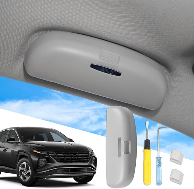 SXCY for 2022-2025 2026 Hyundai Tucson Santa Cruz Glasses Holder Box | for 2022-2025 2026 Tucson Santa Cruz Interior Accessories for Hyundai Sunglasses Case Holder Handle Replaced Storage (Gray) - Image 3