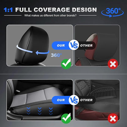 Seat Covers for Nissan Sentra:2020 2021 2022 2023 2024 2025 S SV | (Not for SR) Custom Fit Full Set Leather Cushion Car Seats Cover Black&Gray - Image 4