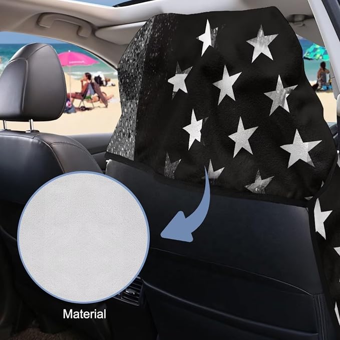 Black American Flag Car Towel Seat Cover Breathable Soft Car Seat Cover Protector with Storage Bag Easy to Store Universal Fit for Most Vehicles - Image 3