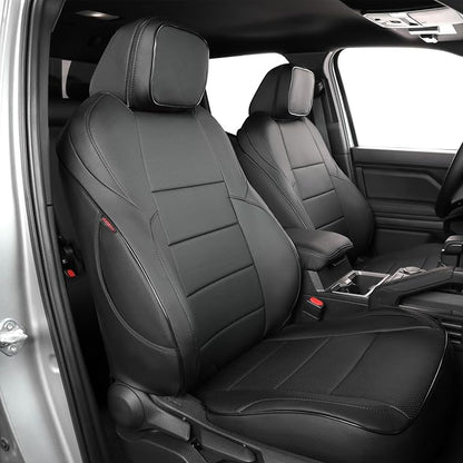 EKR Custom Fit Tacoma Front Car Seat Covers for Toyota Tacoma (Petrol & Hybrid) 2024 2025 2026 Double cab SR/SR5/TRD Sport/TRD Off-Road/Limited - Front Row Only,Faux Leather(Black) by EKR