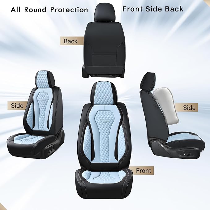 Coverado Car Seat Covers, Seat Covers Front Seats, Blue Car Seat Cover, Waterproof Car Seat Covers, Car Seat Cushion, Front Leather Seat Protector Fit for Most Cars - Image 4