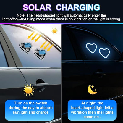 Heart-Shaped LED Neon Solar USB Rechargeable 2-Pack Blue Car | 40 High-Brightness Wireless Led Lights for Car, 5 Modes Suction Cups Easy Mount for Auto Interior Bedroom Decor Gift - Image 4