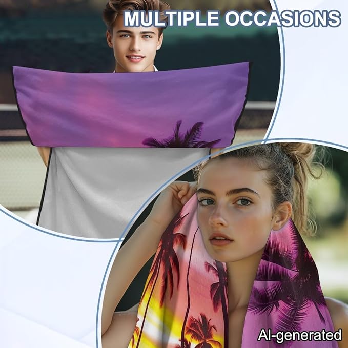 Horeset Sunset Palm Tree Silhouette Car Seat Towel Cover – Soft & Breathable Seat Protector, Multi-Use for Beach Outdoor Activities, Universal Fit for SUV Truck Sedan Van - Image 7