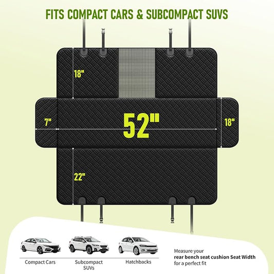 Dog Car Seat Cover for Back Seat, Waterproof 600D Oxford Dog Hammock | for Compact Cars/SUVs, Non-Slip Scratch Proof Pet Car Seat Protector with Mesh Window, Easy to Clean & Install, 52 Inch - Image 2