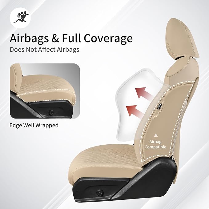 Huidasource Custom Fit RAV4 (Gas Only) Car Seat Covers Full Set, Waterproof Faux Leather for 2019-2024 Toyota RAV4 LE/XLE & XLE Premium/Limited (Does Not Fit Adventure and TRD Off-Road, Beige) - Image 5