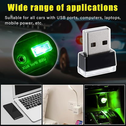 Augeny 4 PCS USB LED Car Interior Atmosphere Lamp, Plug-in USB Decor Night Light, Portable Auto Ambient Lighting Kit, Universal Vehicle Interior Accessories for Most Cars (Green) - Image 6