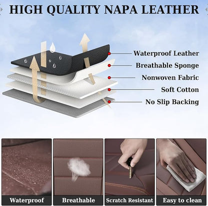 Coverado Car Seat Covers Front, Seat Covers for Cars, Waterproof 2-Pack Car Seat Cushions, Leather Carseat Seat Protectors, Universal Seat Covers Fit for Most Sedans SUV Pick-up Trucks(Brown) - Image 7