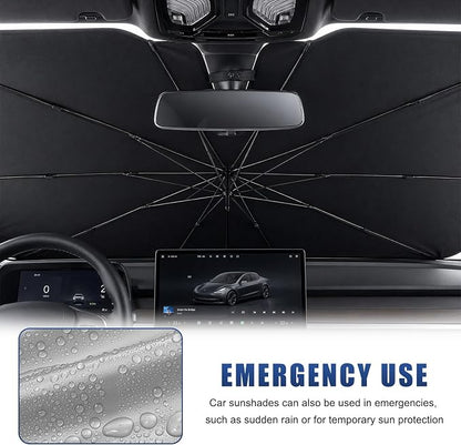 Car Sun Shade for Windshield, 51.2"x28.3" Foldable Auto Sun Visor Protective Umbrella UV Rays Protection, Universal Windshield Sunshade Umbrella Keep Cool for Car SUV MPV (Tapered Edge) - Image 5