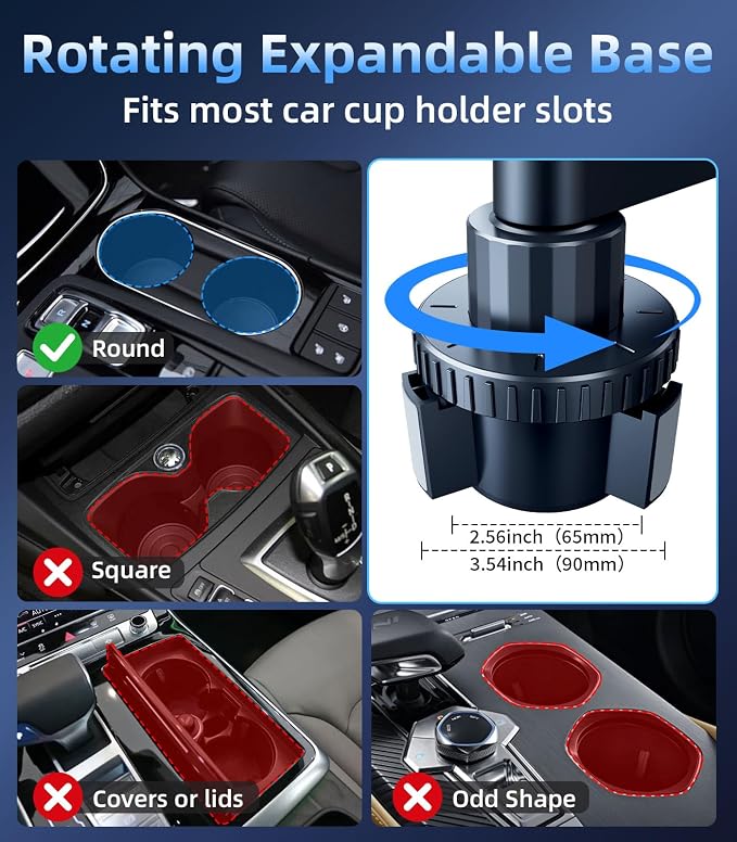 Tesla Model 3 Y ABS Car Cup Holder Tray Expander for Food Snack | Detachable 360 Rotating Car Food Tray Table for Eating Lunch Snack, Tesla Model 3 Y Accessories 2026 2025 2024 Car Essentials - Image 5
