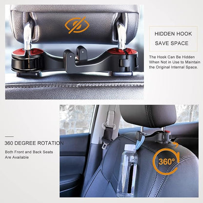 Car Headrest Hook with Phone Holder, Universal 360 Rotation Headrest Hooks for Purses and Bags (Red) - Image 5