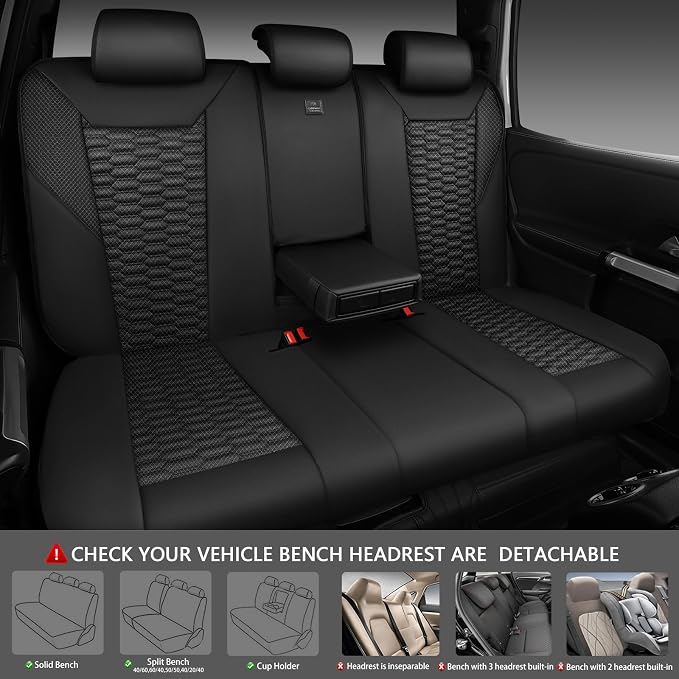 CAR PASS 3D Foam Mesh Leather Car Seat Covers Full Set,Breathable Mesh Faux Leather Seat Covers for Car,Universal Fit for SUV Truck Sedan Automotive, Armrest Airbag Compatible,Black - Image 4