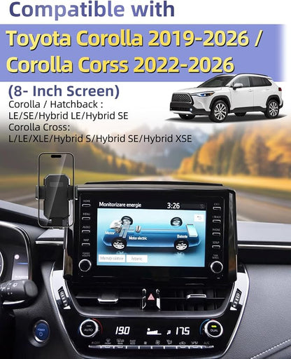 PZK Car Phone Mount for 2019-2026 Toyota Corolla/Corolla Cross 2022-2026 | 2019-2026 Corolla Hatchback Accessories 8-inch Screen Auto Lock Car Phone Holder 360° Rotation Not Affect Vent Phone Cradles - Image 2