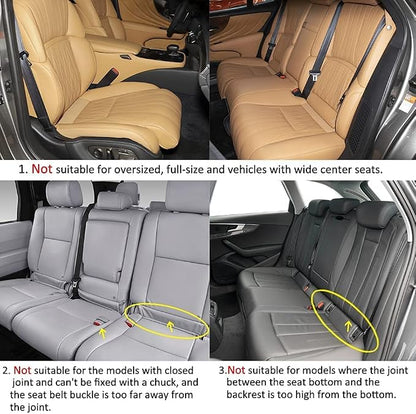 West Llama Pu Leather Car Seat Bottom Covers Protectors Include 1 Pair Front Driver Seat Pad Mat and 1 Rear Bench Cover Universal Fit 90% Vehicles,Gray - Image 2