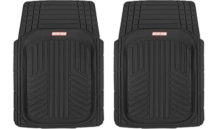 Motor Trend FlexTough Plus-2 Piece Front Car Floor Mats- Black Contour Liners-Deep Dish Heavy Duty Rubber Floor Mats for Car SUV Truck & Van-All Weather Protection, Universal Trim to Fit by MotorTrend