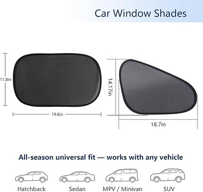 2 Pack Car Window Shades, Mesh Static Adsorption Side Window Sunshade, Anti-UV Glare Heat Protection, Foldable Universal Fit for Cars SUV Van，Before - Image 5