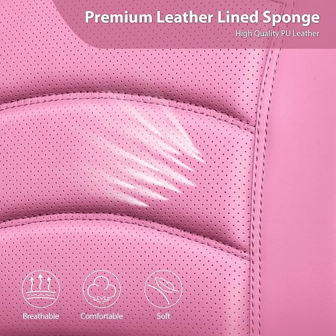 CAR PASS 3D Foam PU Leather Car Seat Covers, Universal Seat Covers Full Sets for Trucks SUV Sedan Automotive Seat Covers Armrest Airbag Compatible Waterproof Comfortable Faux Nappa Leather All Pink - Image 9