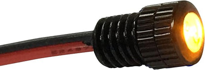 Oznium BRIGHTEST Light Bolt - Flush Mount 12V LED Light for Bumper, Grille, Cars Interior, Dash, Ambient Lighting, Motorcycle w/SLEEK Aluminum Housing & Screw Nut (6 mm Black, Amber LED) by Oznium
