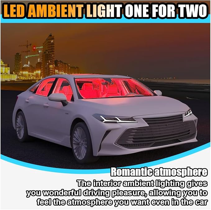 smilfuy Car LED Strip Light, USB Port Car Interior Decorative Lamp | 12V Under Dash Ambient Night Light, 24 LEDs RGB Neon Interior Atmosphere Lights, LED Ambient Lights for Car SUV, Red - Image 3