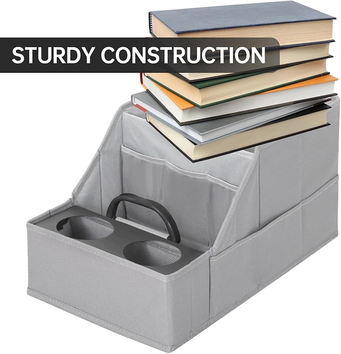 MULISOFT Car Seat Organizer- Backseat Car Organizer with 12 Storages Compartments and 2 Cup Holders, Organizers and Storage, Front Seat for Travel Kids,Pure Gray - Image 7