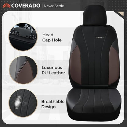 Coverado Car Seat Covers Front Seats, Luxury Seat Covers Full Set, Mesh Breathable Seat Protectors, 2 Seats Driver Seat Covers, Universal Fit for SUV, Sedan, Truck - Image 2