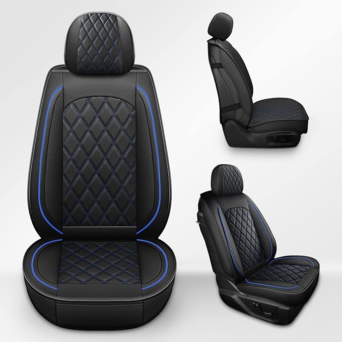 Front Ram Seat Cover for 2009-2026 RAM 1500/2500/3500 Crew Quad Cab | Leather Ram Seat Cover,Waterproof Truck Seat Covers,Blue Car Seat Cover,Car Seat Protector,Front Seat Covers For Ram - Image 3