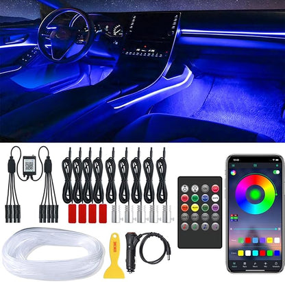 Interior Car Lights, 9 in 1 RGB Ambient Lighting Kit APP/Remote Control | 16 Million Colors and 29 Preset Modes, Inside Car Lighting Accessories, 12V by QVEVDACAR