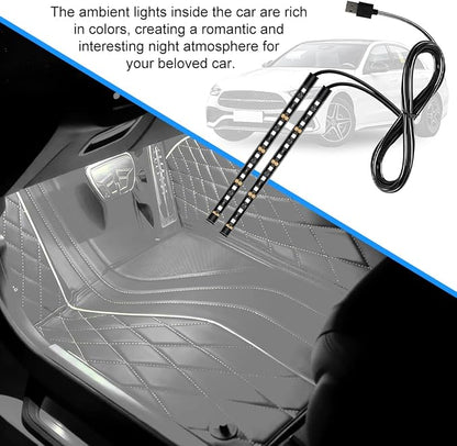Car LED Strip Light, 12V 24 LED Vehicle Under Dash Neon Ambient Night Decor Lamp with USB Port, Automotive Interior Lighting Accessories, Universal for SUV Truck Sedan (White) - Image 3
