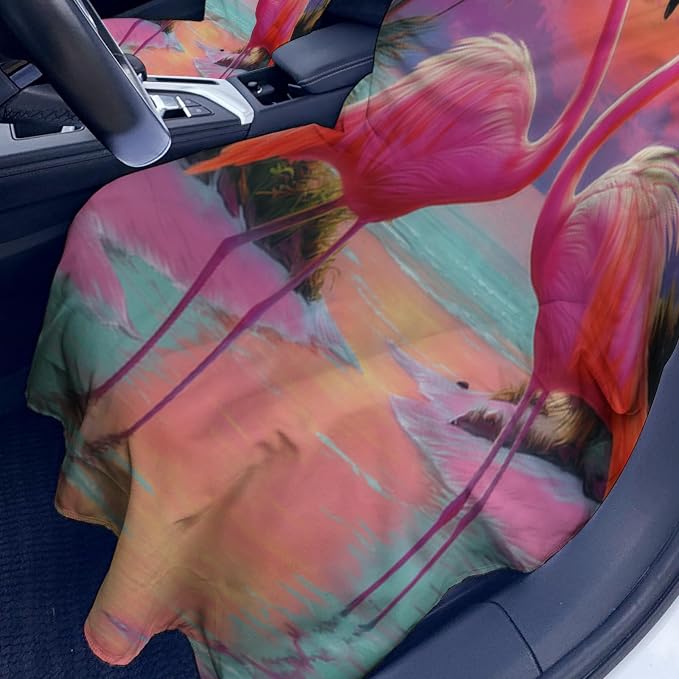 2 Pack Car Towel Seat Covers with Storage Bag, Multifunctional Towel for Gym Outdoor Sport, Picnic, Beach, Pet Dog Travel,Non-Slip Washable Car Seat Protector (Flamingo) - Image 3