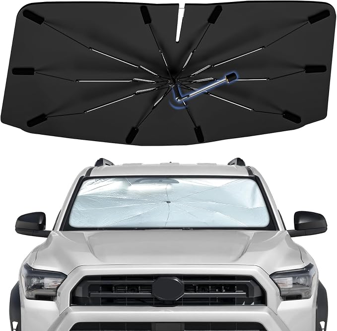 Windshield Sun Shade Umbrella for Toyota 4Runner 2010-2026 Front Window | Foldable Car Sunshade, 360 Rotation Automotive Interior UV Protection for Outdoor Parking, Keep Car Cool by Bocvam