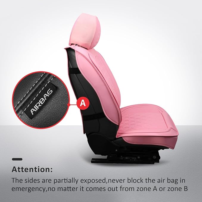 Car Seat Covers Full Set,Waterproof Automotive Seat Cover Universal | Seat Covers Pink,Leather Car Seat Cover, Universal Seat Protector For Most SUV Sedan Truck For Families,Pets,Commuter - Image 3