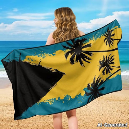 SEANATIVE Car Seat Cover Sweat Towel with Storage Bag for Front Seats in Cars, Trucks, SUVs – Universal Seat Liner, Easy Install, Washable, Breathable Fabric, Flag of the Bahamas Print - Image 4