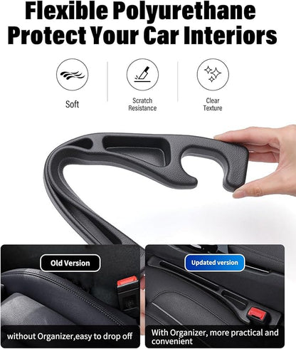 Car Seat Gap Filler, 2 Pack No-Drop Seat Side Gap Seam Filler Organizer with Phone Holder, Universal Fit Fill The Gap Between Seat and Console, Perfect for Car SUV Truck Black - Image 3