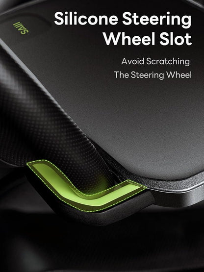 SAIJI Car Steering Wheel Desk with Retractable Slot, Car Food Tray with Anti-Scratch Silicone Steering Wheel Slot, Car Table Tray for Eating with Cup Holder, Multifunctional Travel Car Accessories - Image 8