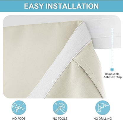 RYB HOME Blackout Door Curtains 80 inch Length, French Door Shades | Thermal Insulated, Self Adhesive, Privacy, For Patio Kitchen Front Entry Front Back Door Glass Window, W26 x L80, 1 Panel - Image 2