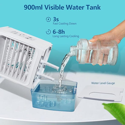 Portable Air Conditioners, 3 Speeds 2 Mist Modes Portable AC Unit with 900ml Water Tank,7-Color Lights Evaporative Cooler Blow Cold Air, Mini Car Cooling Fan for Bedroom RV Desk Office Indoor - Image 4