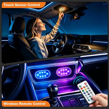 4PCS Magnetic LED Interior Car Lights, 8 Colors Wireless Ambient Nightlight | USB Rechargeable Strobe Lighting with Remote & Touch Control, Vehicle Decor for Footwell Door Dash Glove Box – Car Truck SUV - Image 3