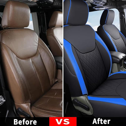 Coverado Seat Covers 4-Door Fullset for Jeep Wrangler JK, Waterproof Blue Car Seat Covers for Truck Automotive Seat Covers Custom Fit for 2007-2017 Jeep Wrangler（Blue） - Image 5