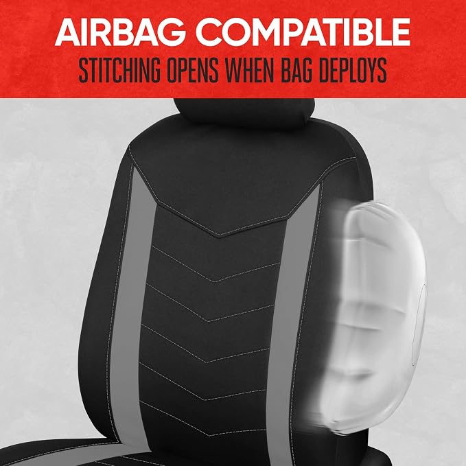 Motor Trend SpillGuard 2 Gray Seat Covers for Cars & Seat Covers for Trucks - Neoprene Lining Waterproof Car Seat Covers Front Seats Only - SUV Seat Covers Protector - Forros para Asientos de Carro - Image 7