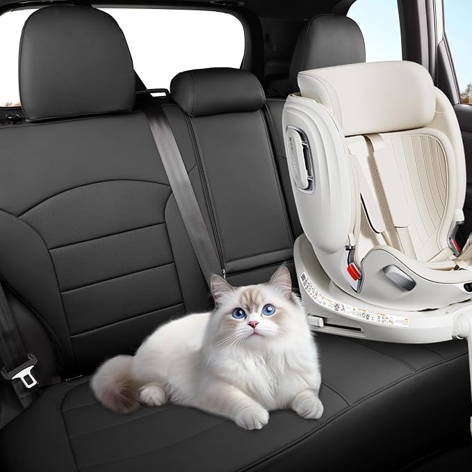 Custom Seat Covers for 2026 Subaru Forester,Rear w/No Armrest,Faux Leather | Full Set Suv Seat Cushion,Easy Installation,Factory Look,Waterproof Car Seat Protector (Black) - Image 3