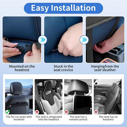 Car Seat Back Organizer with Foldable Tray, Car Seat Back Protector, Premium Leather Kick Mats, Multiple Storage Pockets, Travel Accessories for SUV Truck (Long) - Image 7