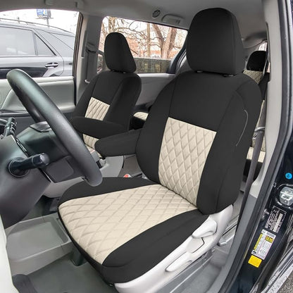 FH Group Custom Fit Car Seat Covers Specifically Made for 2011-2020 Toyota Sienna 7-8 Seater with Ultraflex Neoprene Water Resistant Automotive Seat Covers - Front Set Beige - Image 3
